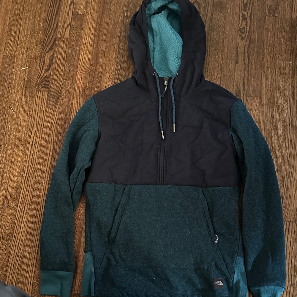 The North Face Black and Teal Hoodie